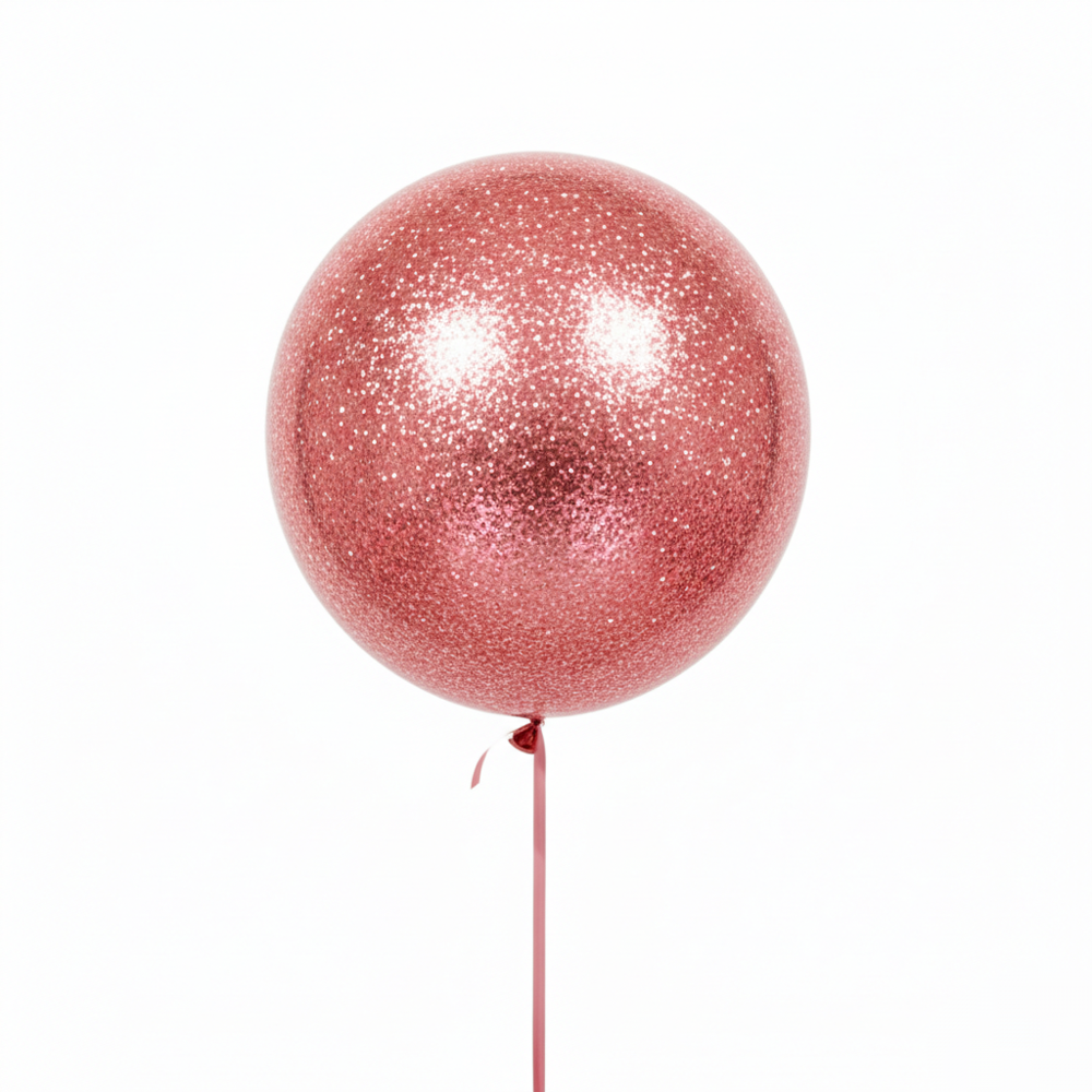 Runaway 24 İnç (61 cm) Kırmızı Simli Şeffaf Balon Dekor ve Organi