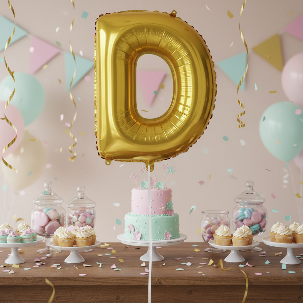 Runaway Altın D Harf Balon 1 Metre Parti Dekoru