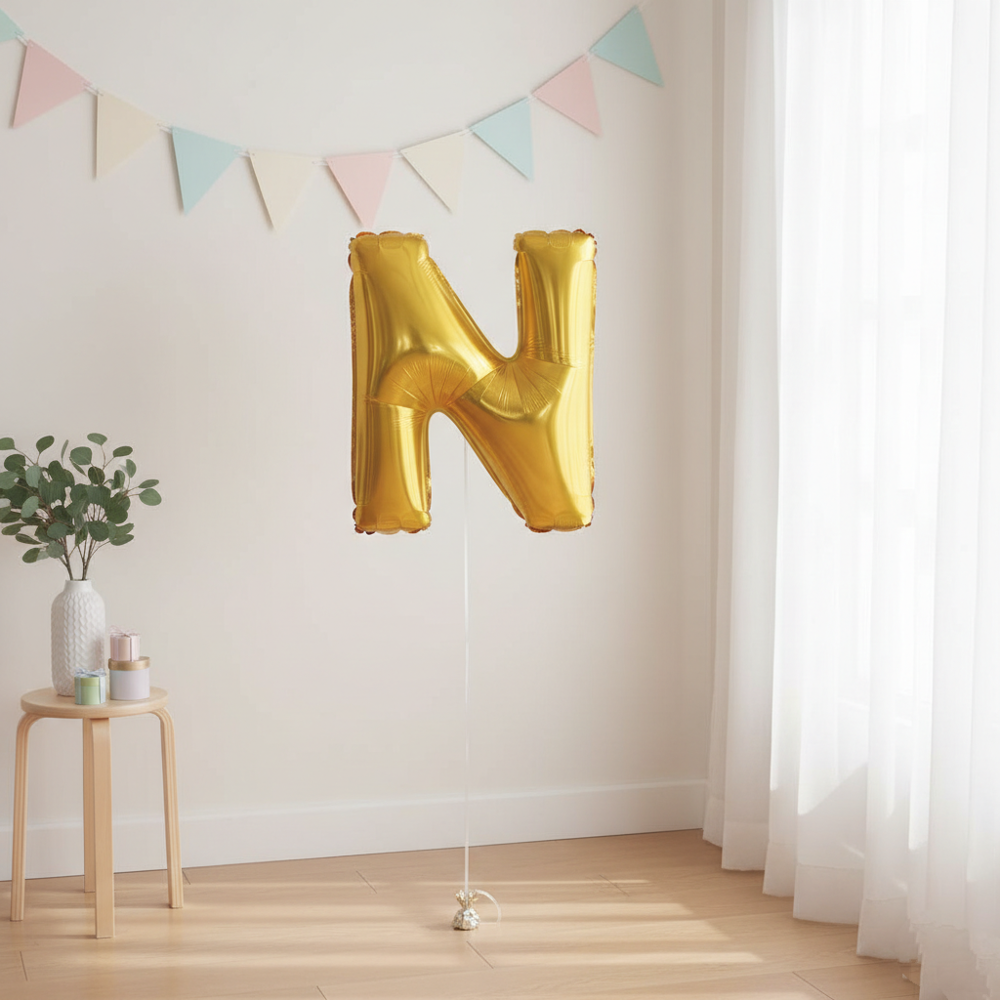 Runaway Altın N Harf Balon 1 Metre Parti Dekoru