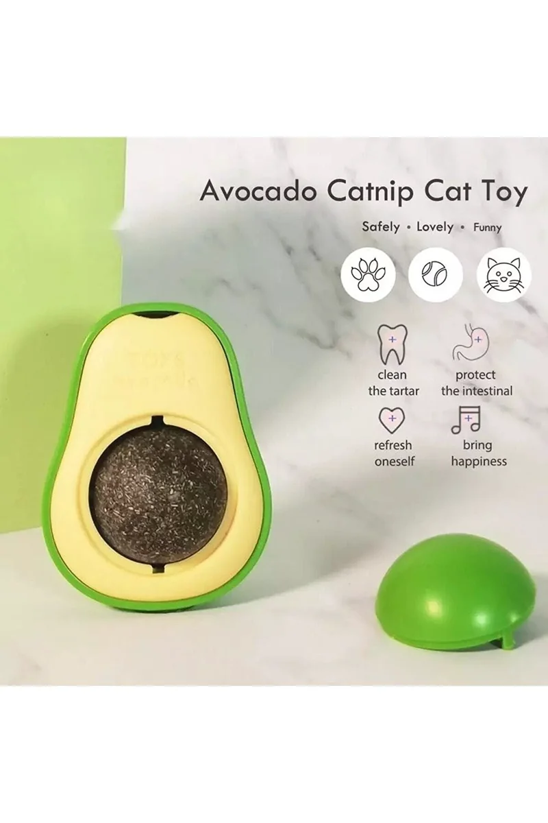 Runaway Avokado Tasarımlı Kedi Yalama Topu Catnip
