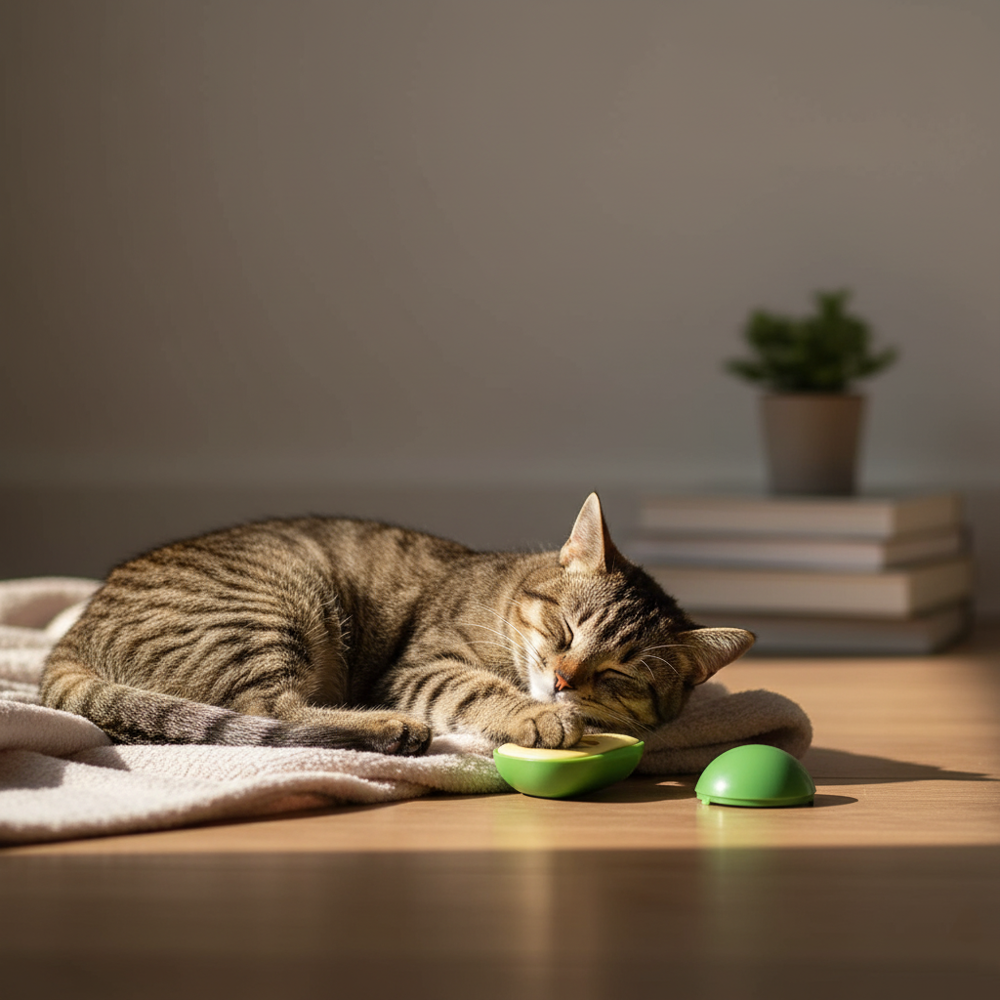 Runaway Avokado Tasarımlı Kedi Yalama Topu Catnip