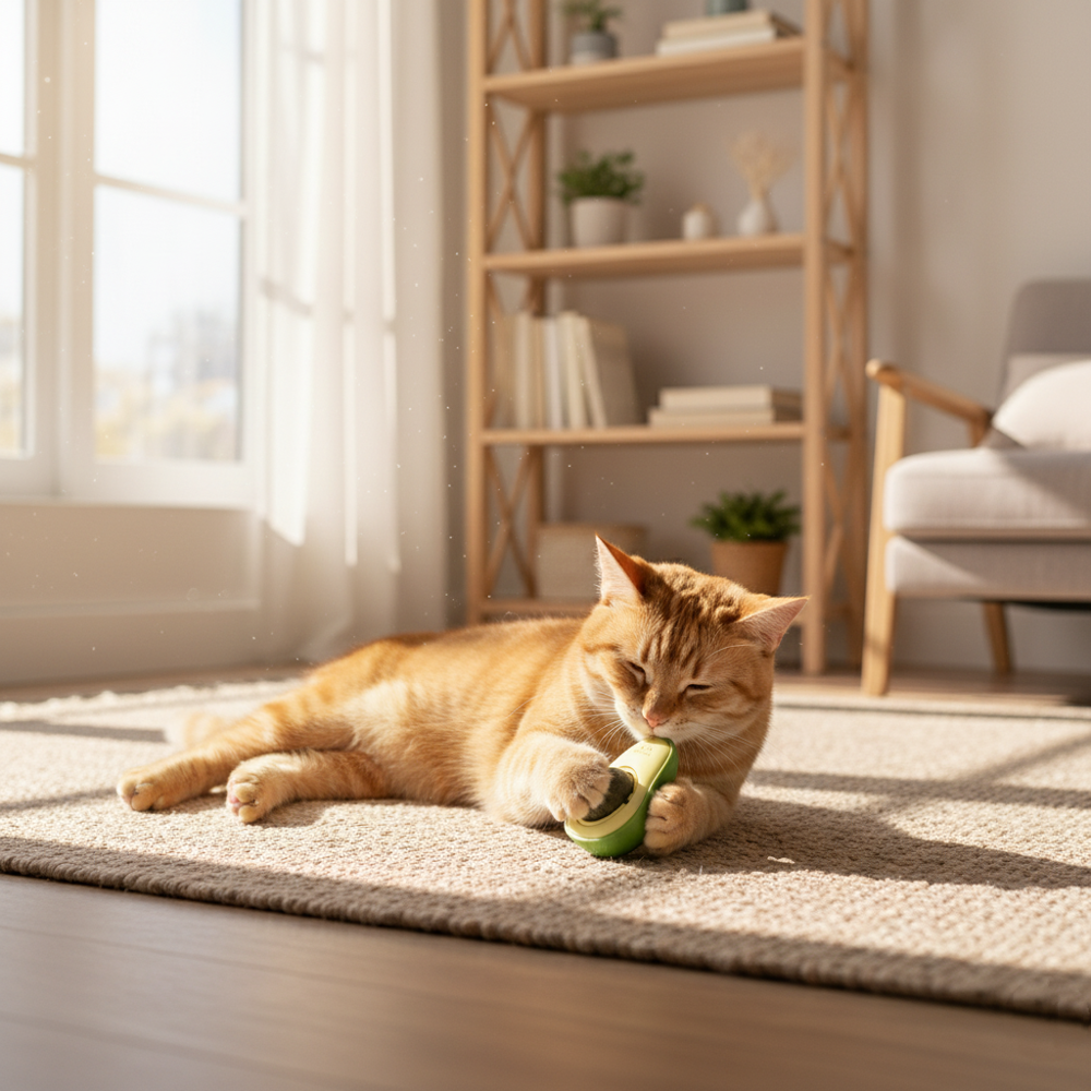 Runaway Avokado Tasarımlı Kedi Yalama Topu Catnip