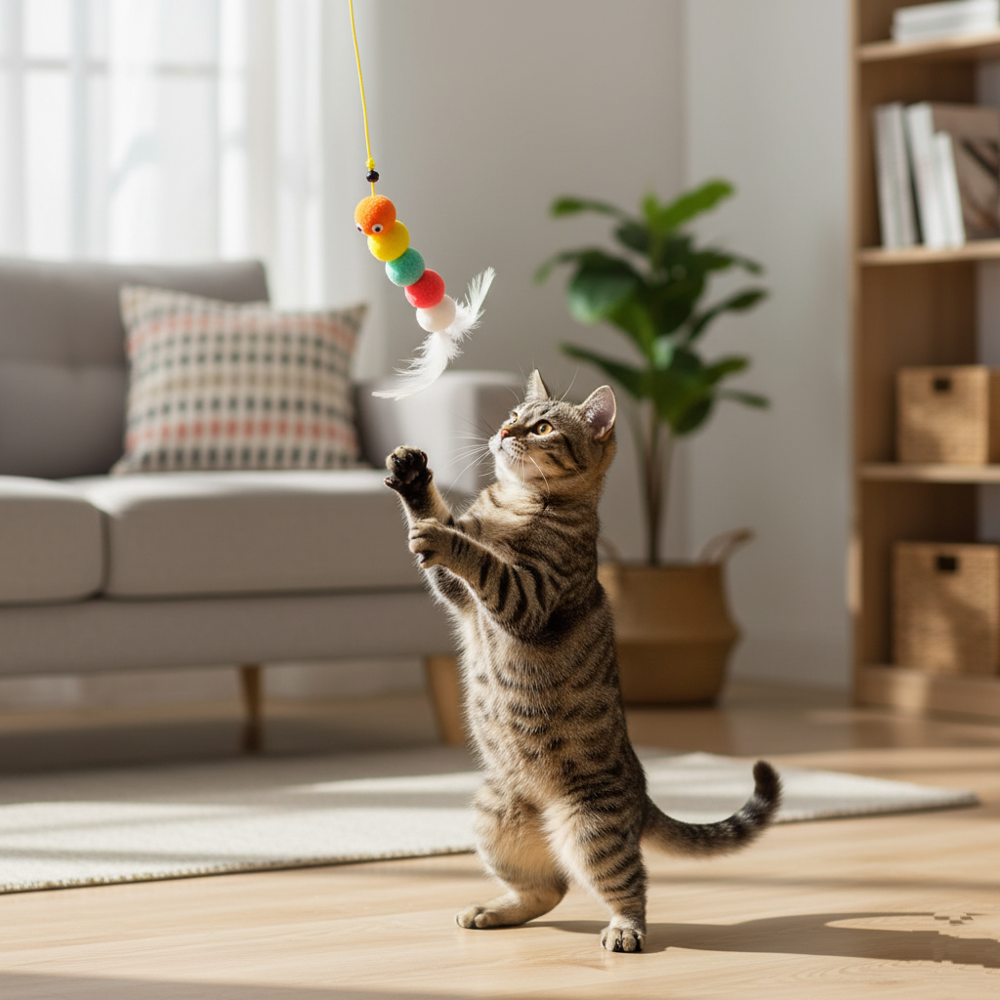 Runaway Elastik Yapışkanlı Kedi Oyun Oltası Eğlenceli Av Oyunu
