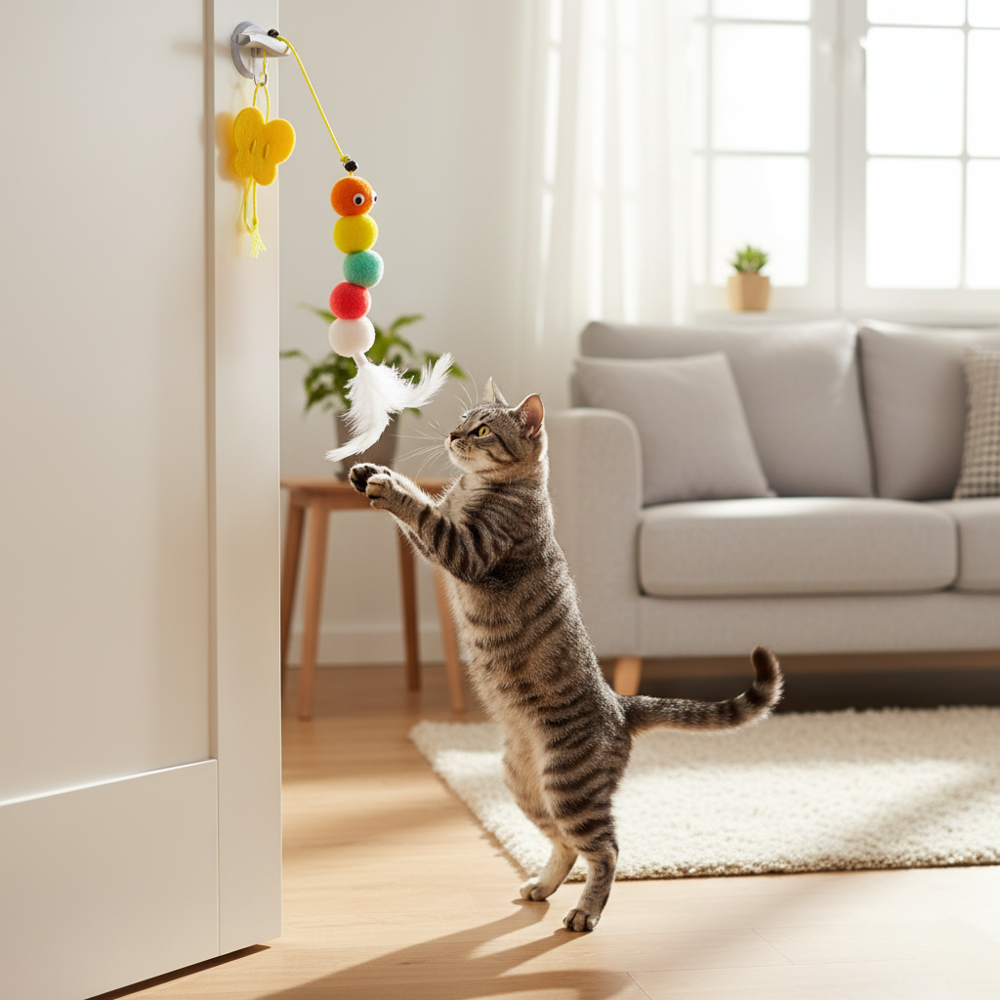 Runaway Elastik Yapışkanlı Kedi Oyun Oltası Eğlenceli Av Oyunu