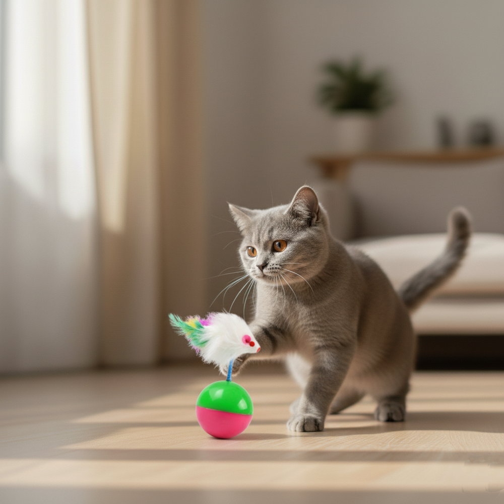 Runaway Fareli Hacı Yatmaz Kedi Oyun Topu Sürekli Hareket