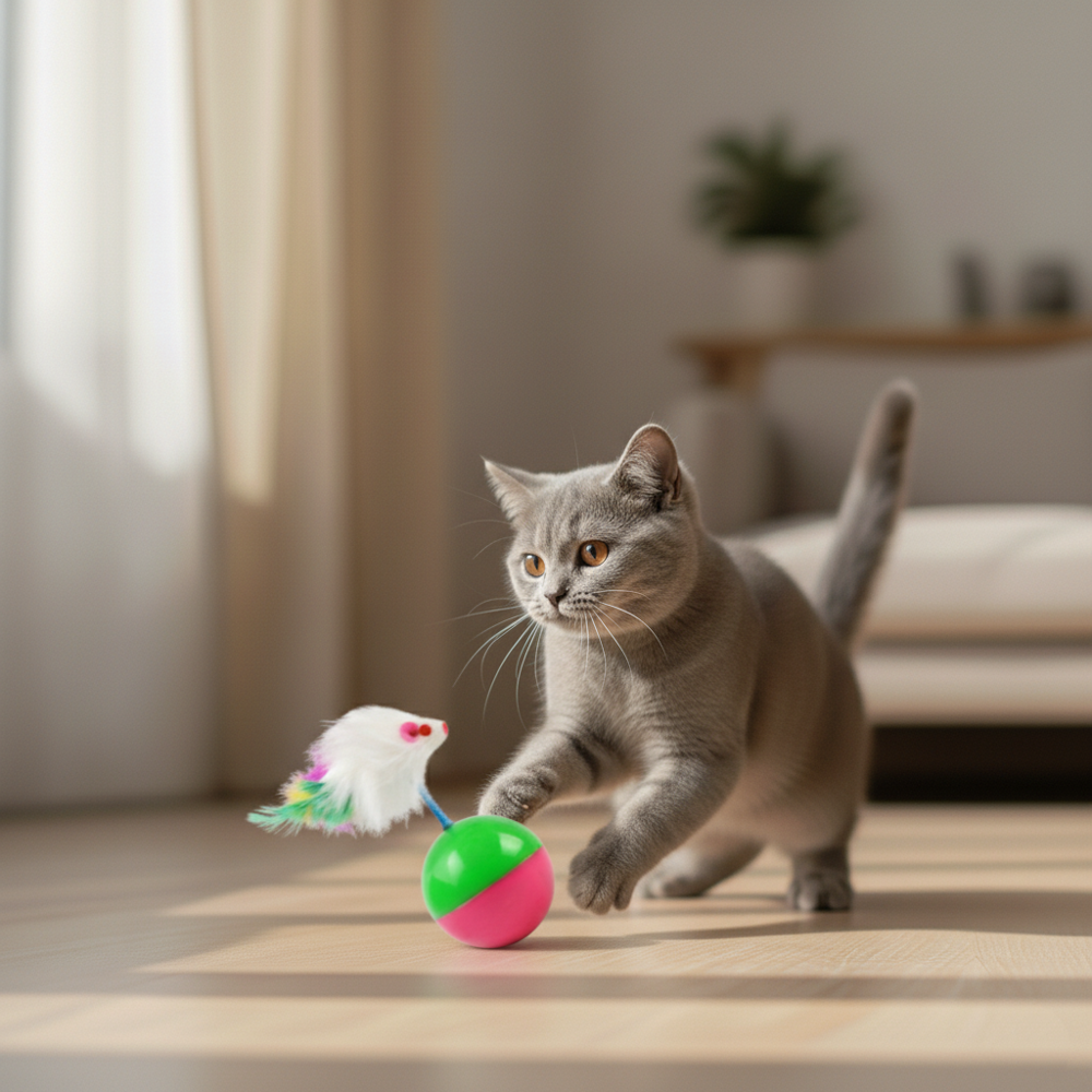 Runaway Fareli Hacı Yatmaz Kedi Oyun Topu Sürekli Hareket