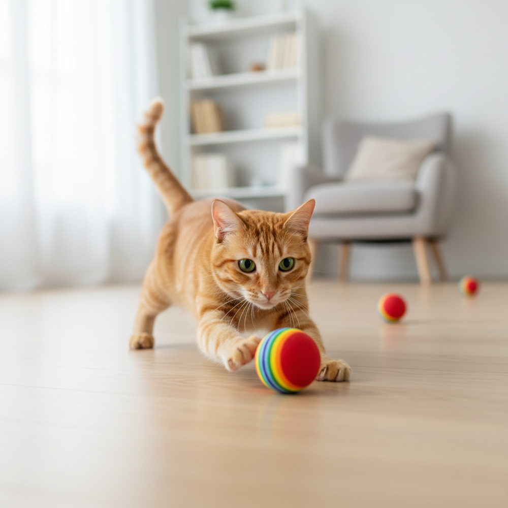 Runaway Gökkuşağı Renkli Kedi Köpek Oyun Topu 2’li
