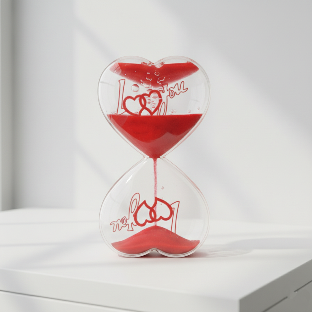 Runaway Kalp Şeklinde Jel Kum Saati - Romantik Dekor