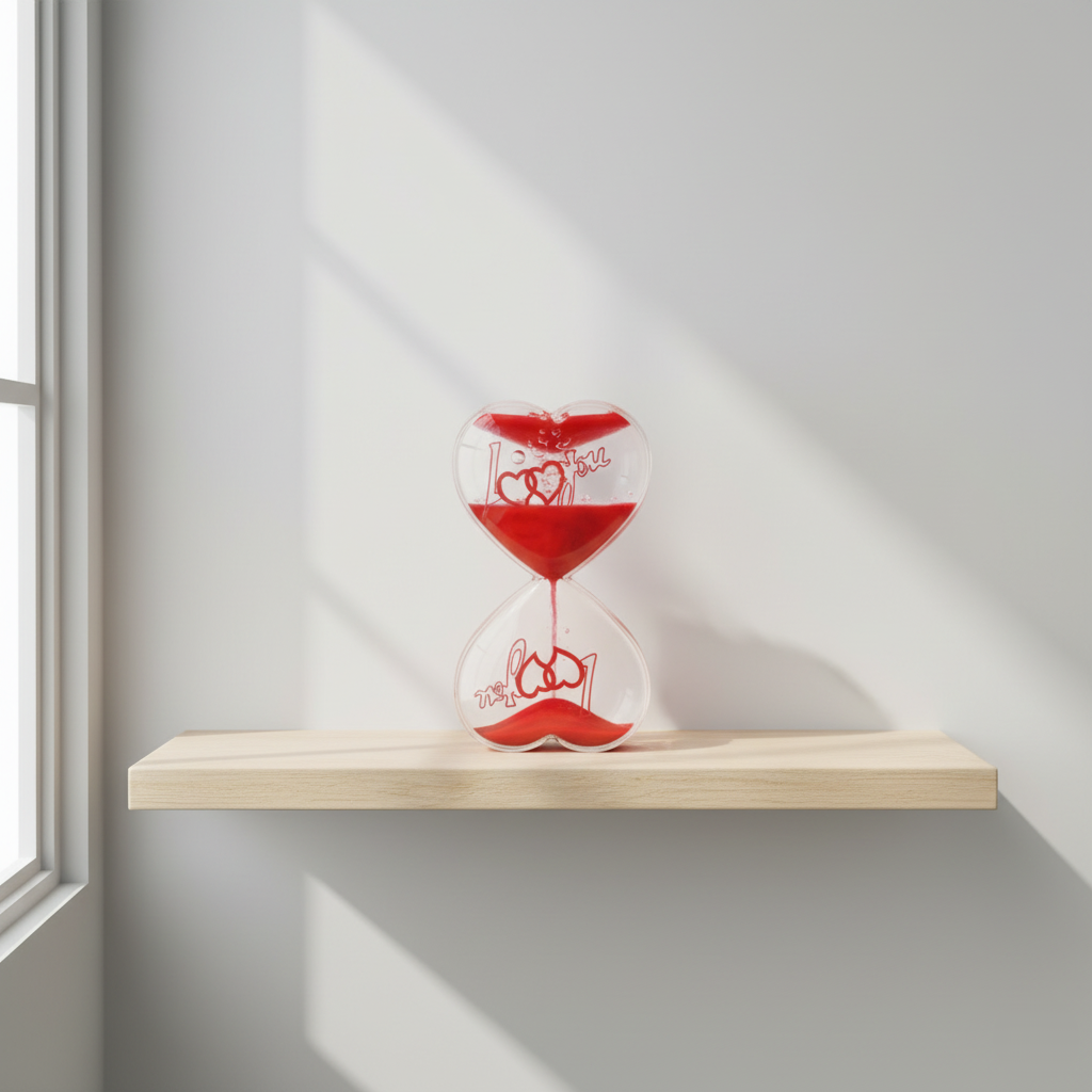 Runaway Kalp Şeklinde Jel Kum Saati - Romantik Dekor