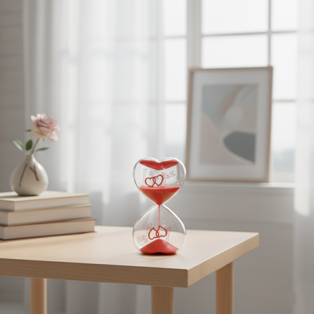 Runaway Kalp Şeklinde Jel Kum Saati - Romantik Dekor