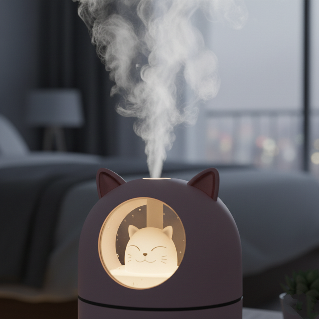 Runaway Kedi Tasarımlı H2O Nemlendirici – Sessiz ve Dekoratif