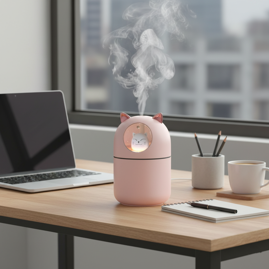 Runaway Kedi Tasarımlı H2O Nemlendirici – Sessiz ve Dekoratif