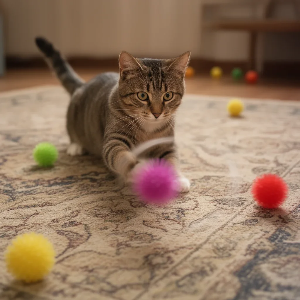 Runaway Mini Kedi Oyun Topu Renkli Hareketli Eğlence Topu