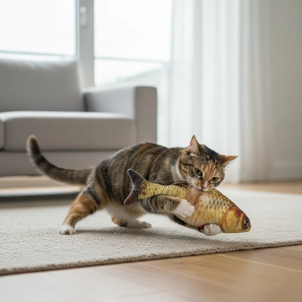 Runaway Peluş Balık Kedi Oyuncağı Av İçgüdüsü Oyunu