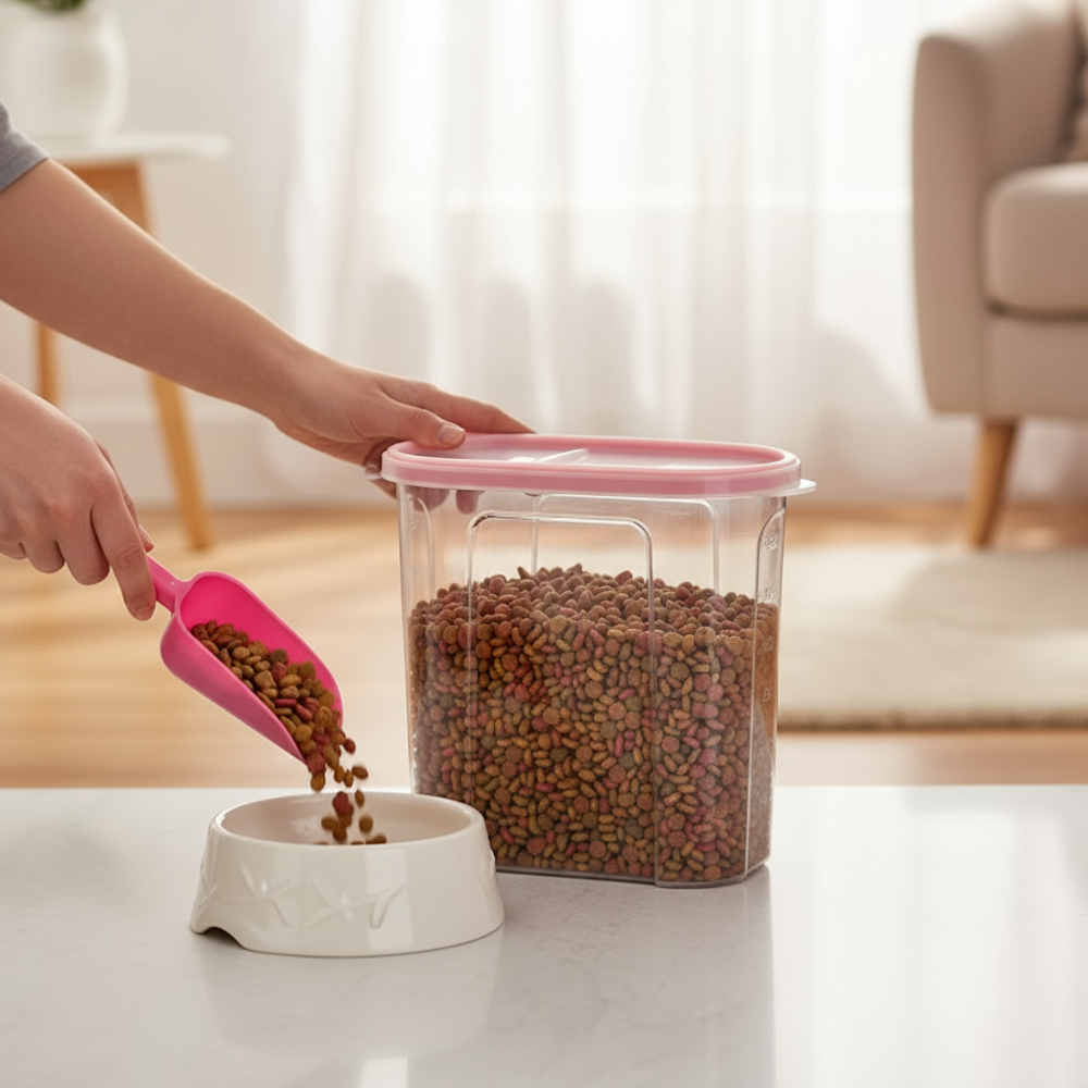 Runaway Pembe Kapaklı Mama Kabı - 1.7 Lt Hava Geçirmez Saklama