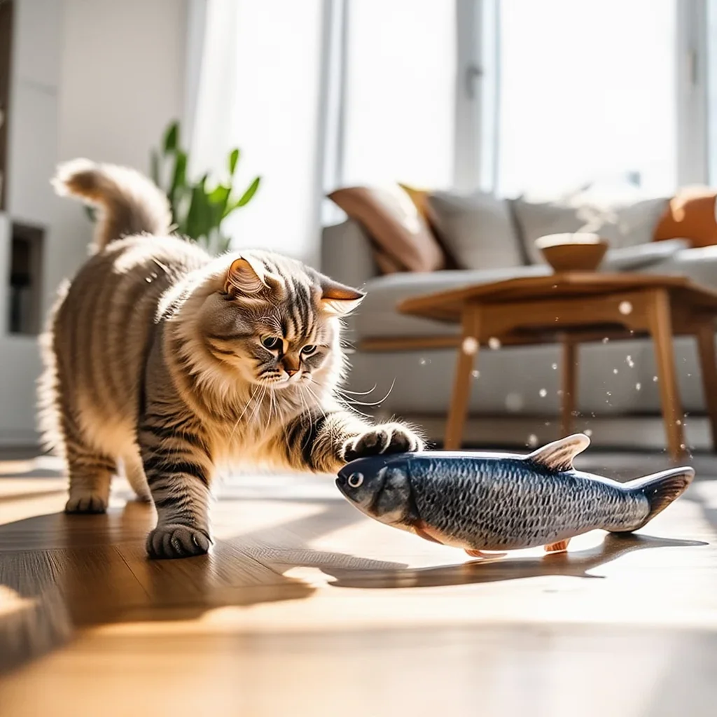 Runaway Şarjlı Sensörlü Hareketli Balık Kedi Oyuncağı