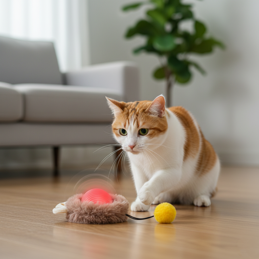 Runaway Tüylü Şarjlı Kedi Oyuncağı Hareketli Top
