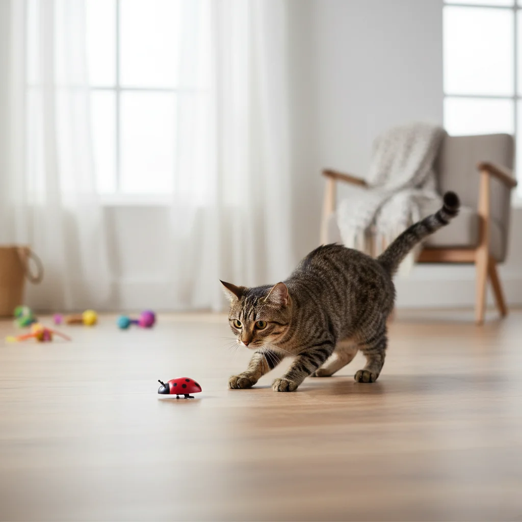 Runaway Uğur Böceği Hareketli Kedi Oyuncağı Kurmalı