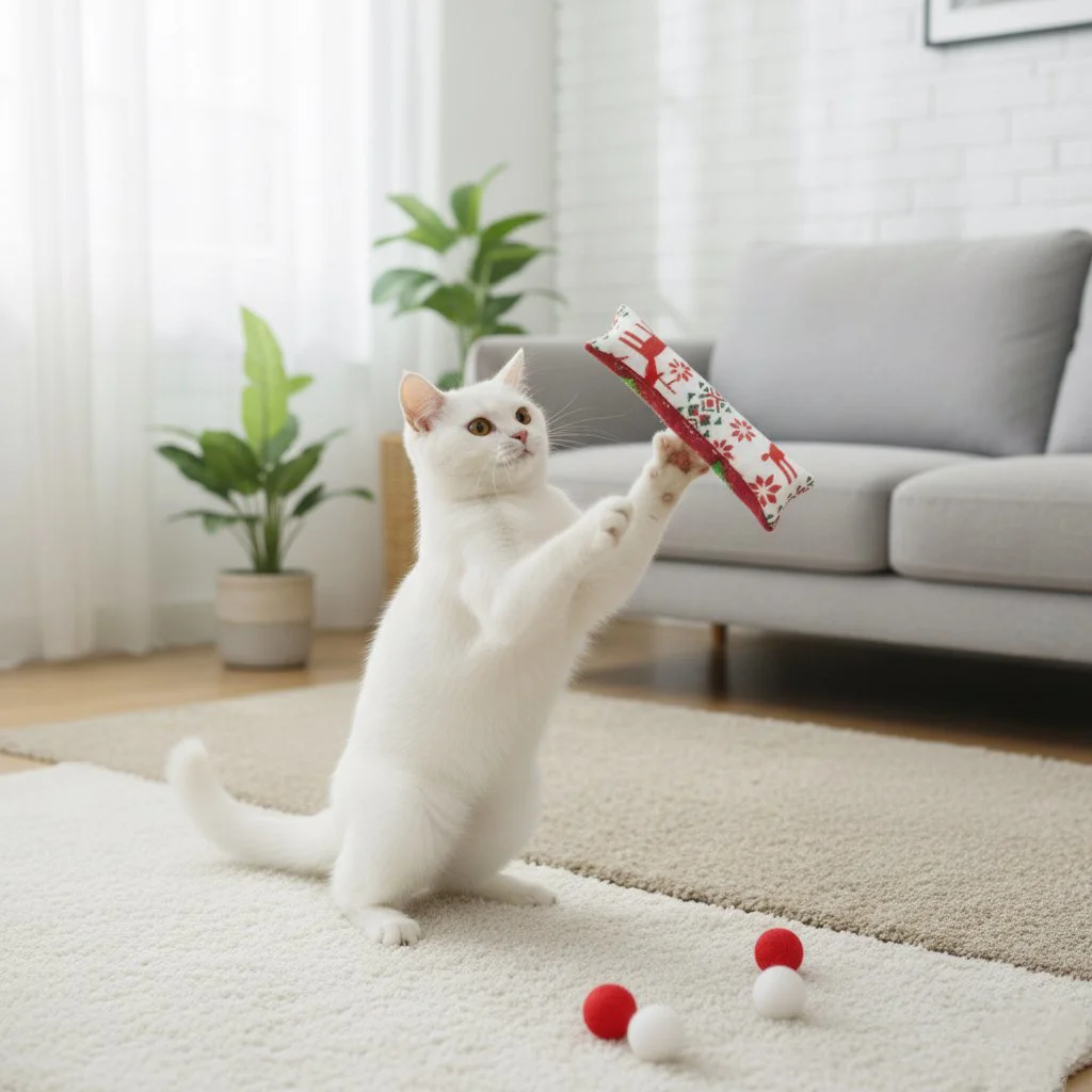 Runaway Yılbaşı Temalı Hışırtılı Bez Kedi Oyuncağı