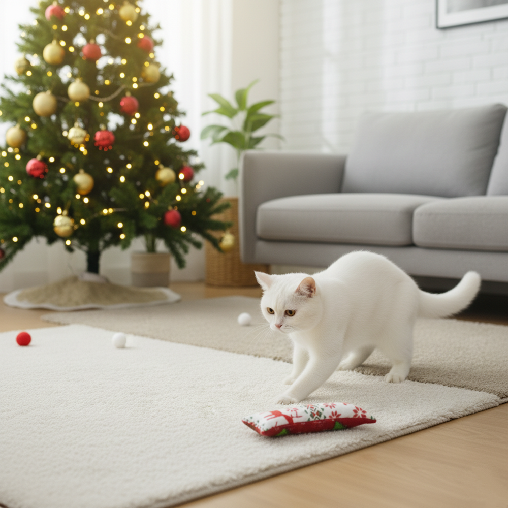 Runaway Yılbaşı Temalı Hışırtılı Bez Kedi Oyuncağı