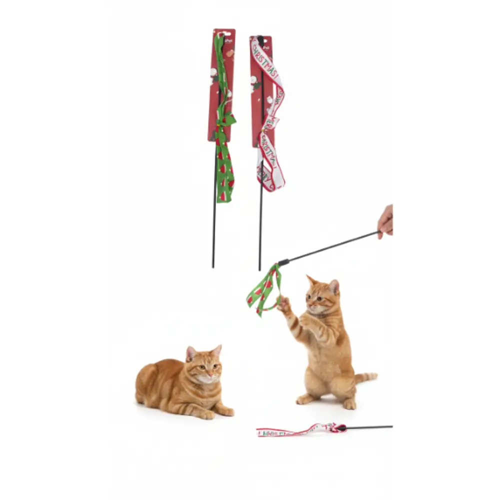 Runaway Yılbaşı Temalı Kedi Oyun Oltası Renkli Şeritli