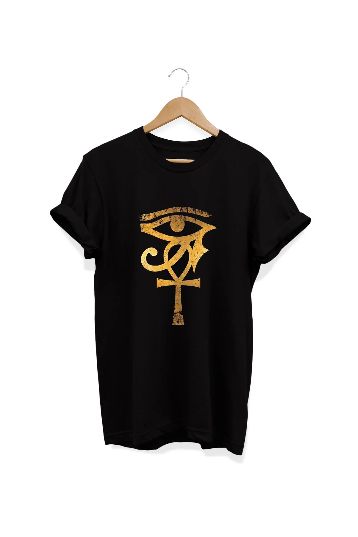 , Rune Baskılı, %100 Pamuk, Bisiklet Yaka, Oversize T-shirt, Büyü