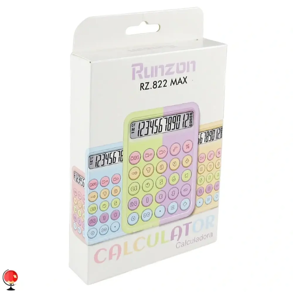 Runzon Renkli Hesap Makinesi Yuvarlak Uçlu 12 Hane Mavi RZ-822 (4