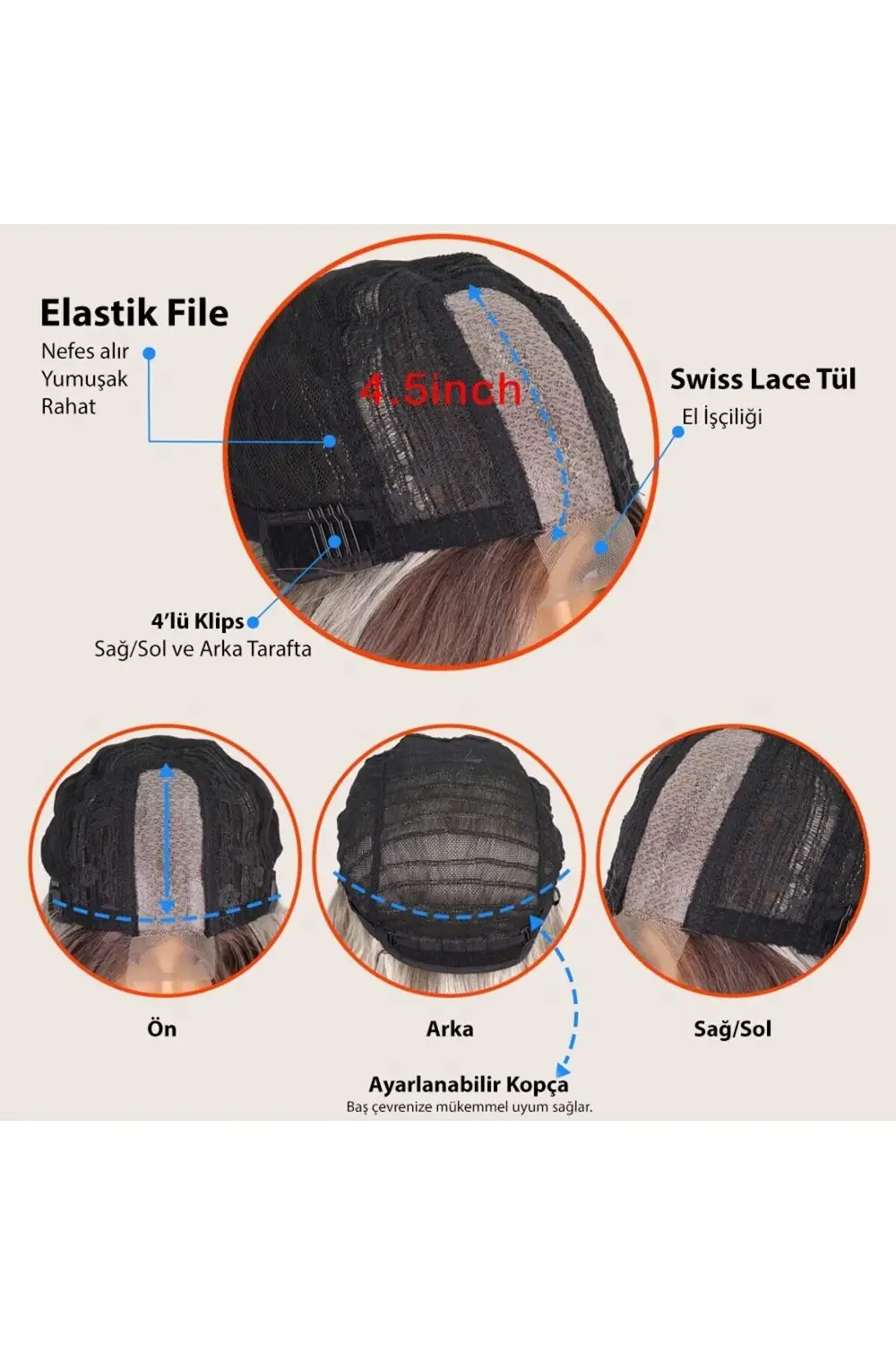 Rus Kumralı Dore Sarı Ombreli Tül Peruk
