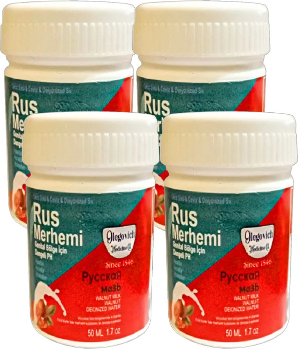 Rus Saç Kremi – Özel Bölgeler İçin Tüy Alma Kremi, Ceviz Sütü Formüllü, 50 ml, 4 Adet