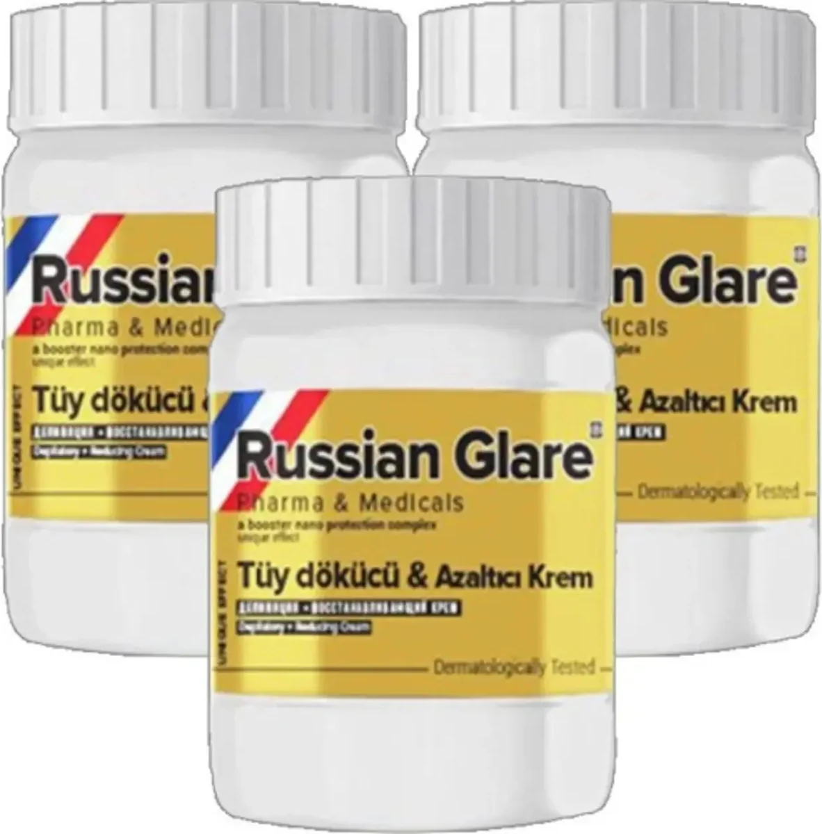 Russ Glare Tüylere Krem Nano – 3 Adet x 50 ml Hassas Cilt İçin Etkili Sökücü Krem