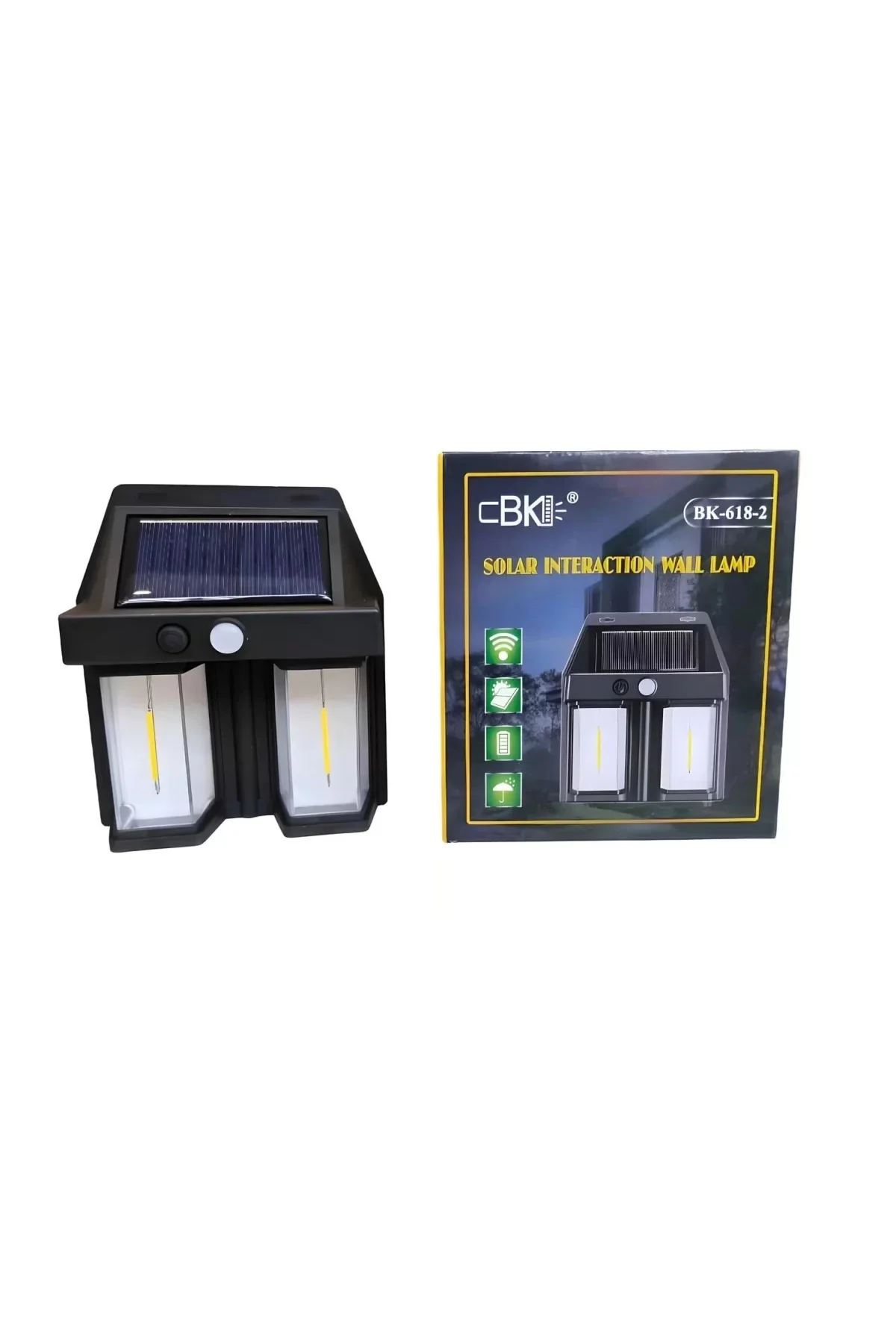 Rustik Ampul İkili Solar Duvar Aplik Güneş Enerjili Hareket Sensö