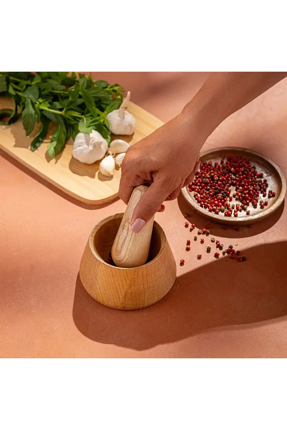 Rustik Bambu Düz Havan