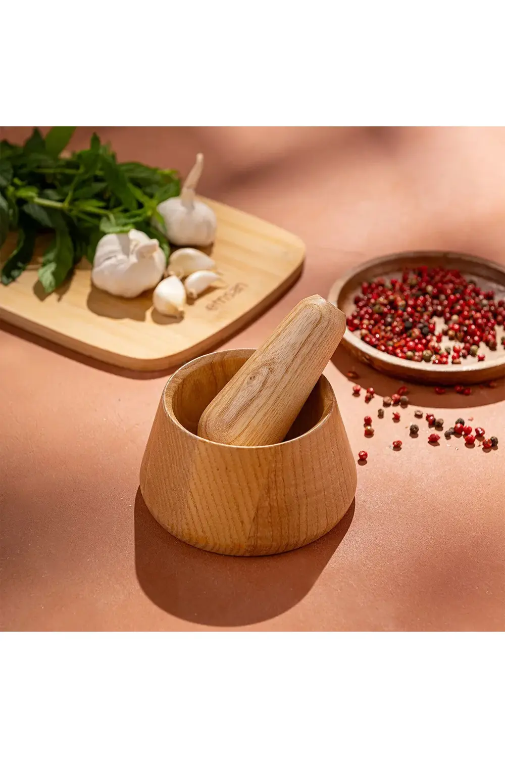 Rustik Bambu Düz Havan