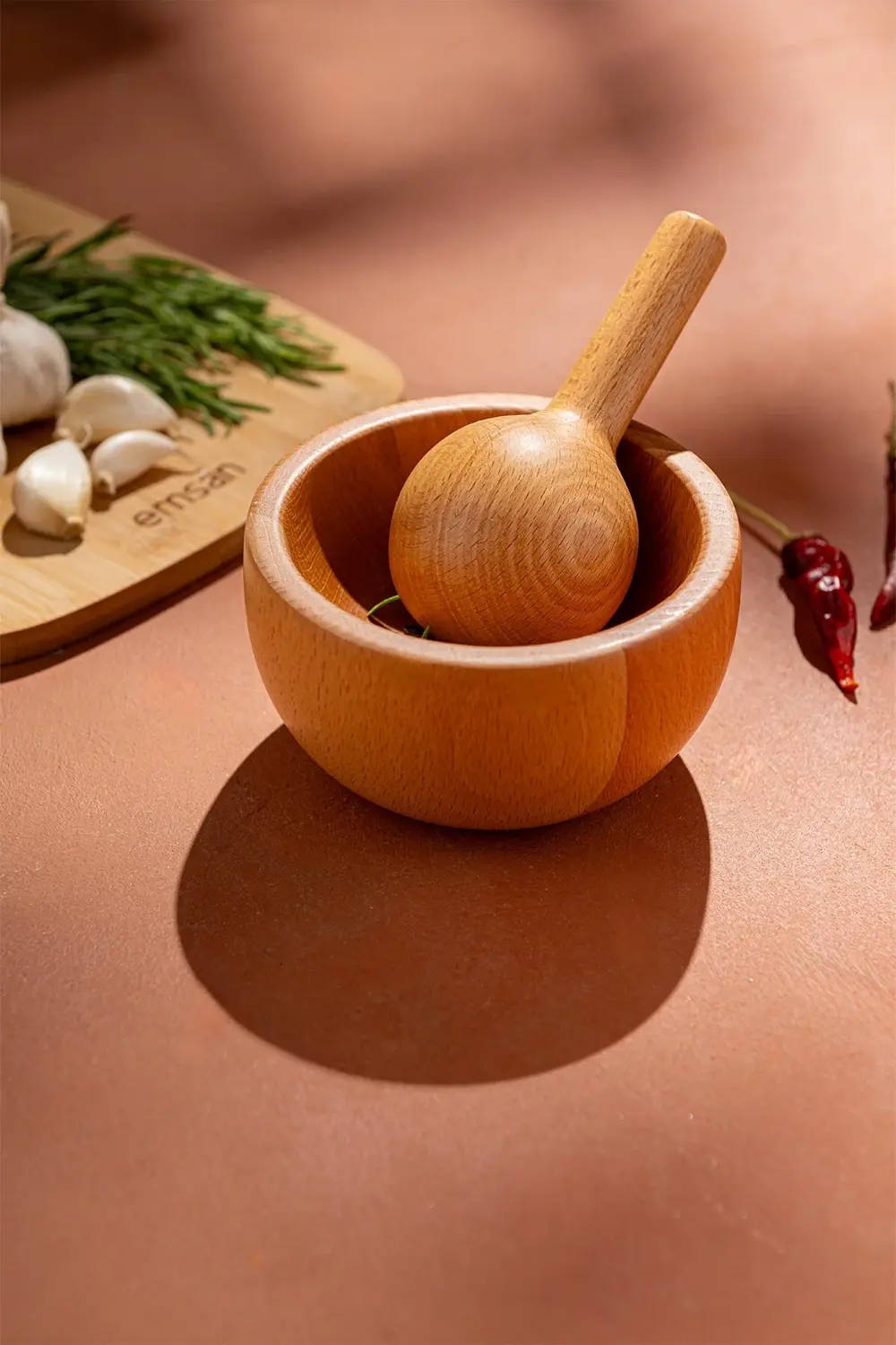 Rustik Bambu Havan Yuvarlak