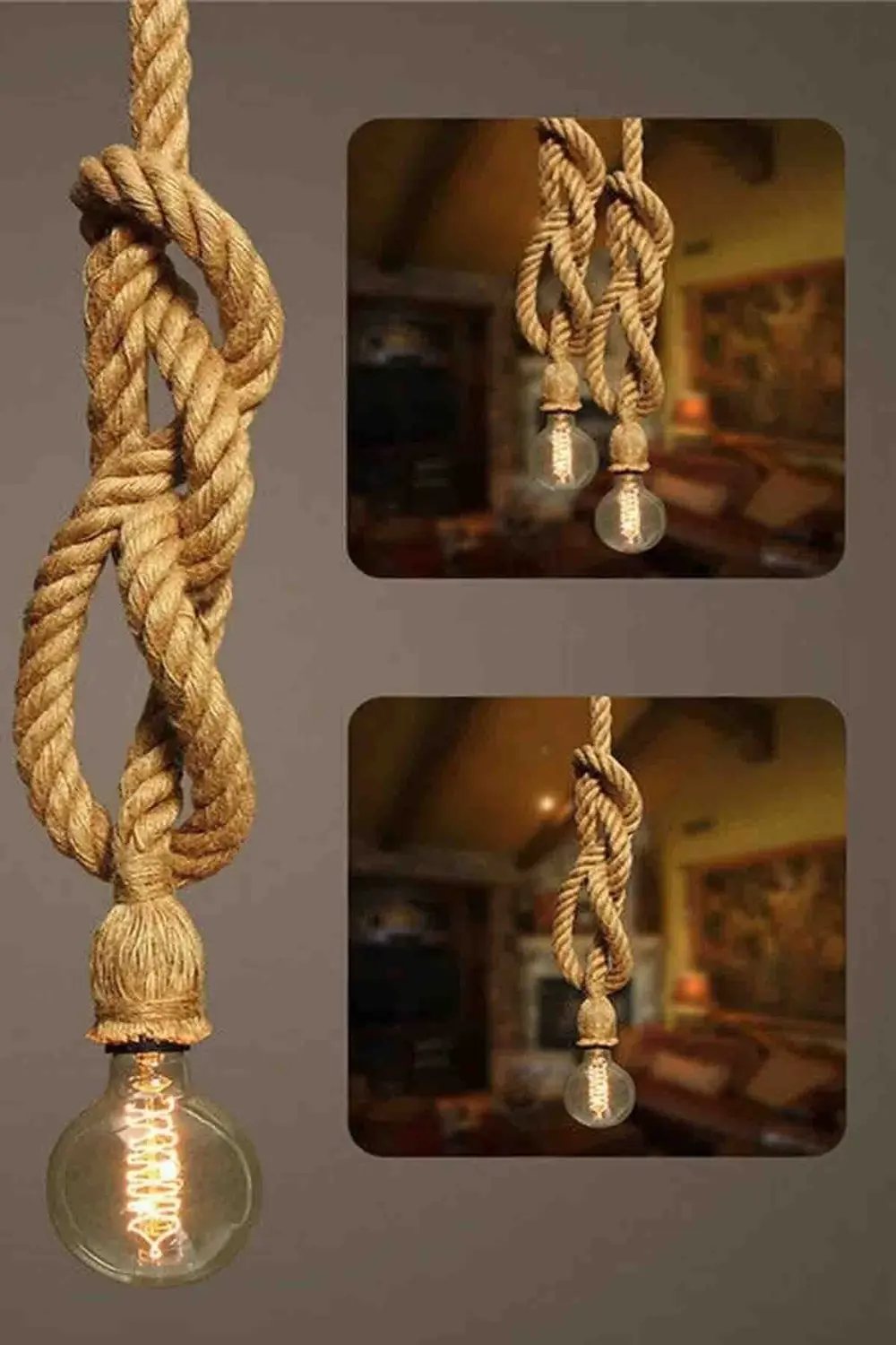 Rustik Jüt Halatlı Sarkıt Lamba Avize Retro Otantik Halat Sarkıt Rustik Jüt Halatlı Sarkıt Lamba Avize Retro Otantik Halat Sarkıt