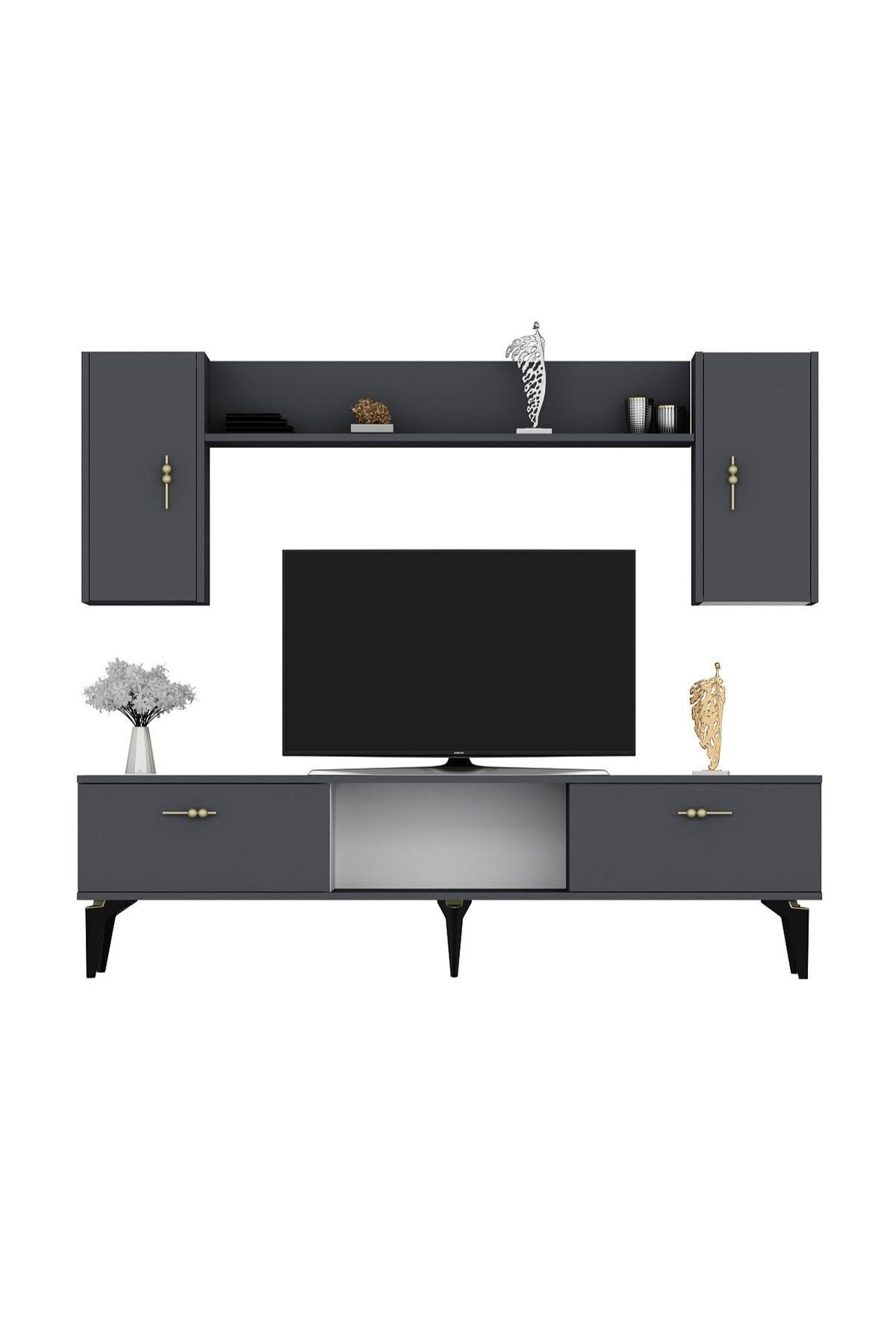 Cantek Dizayn Rüya Tv Ünitesi Takimi Antrasit-Antrasit