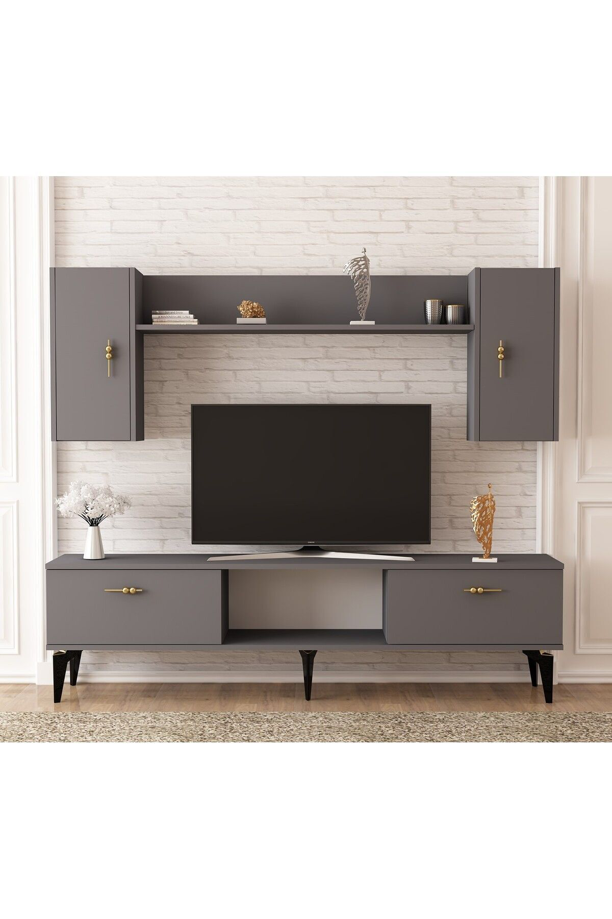 Cantek Dizayn Rüya Tv Ünitesi Takimi Antrasit-Antrasit