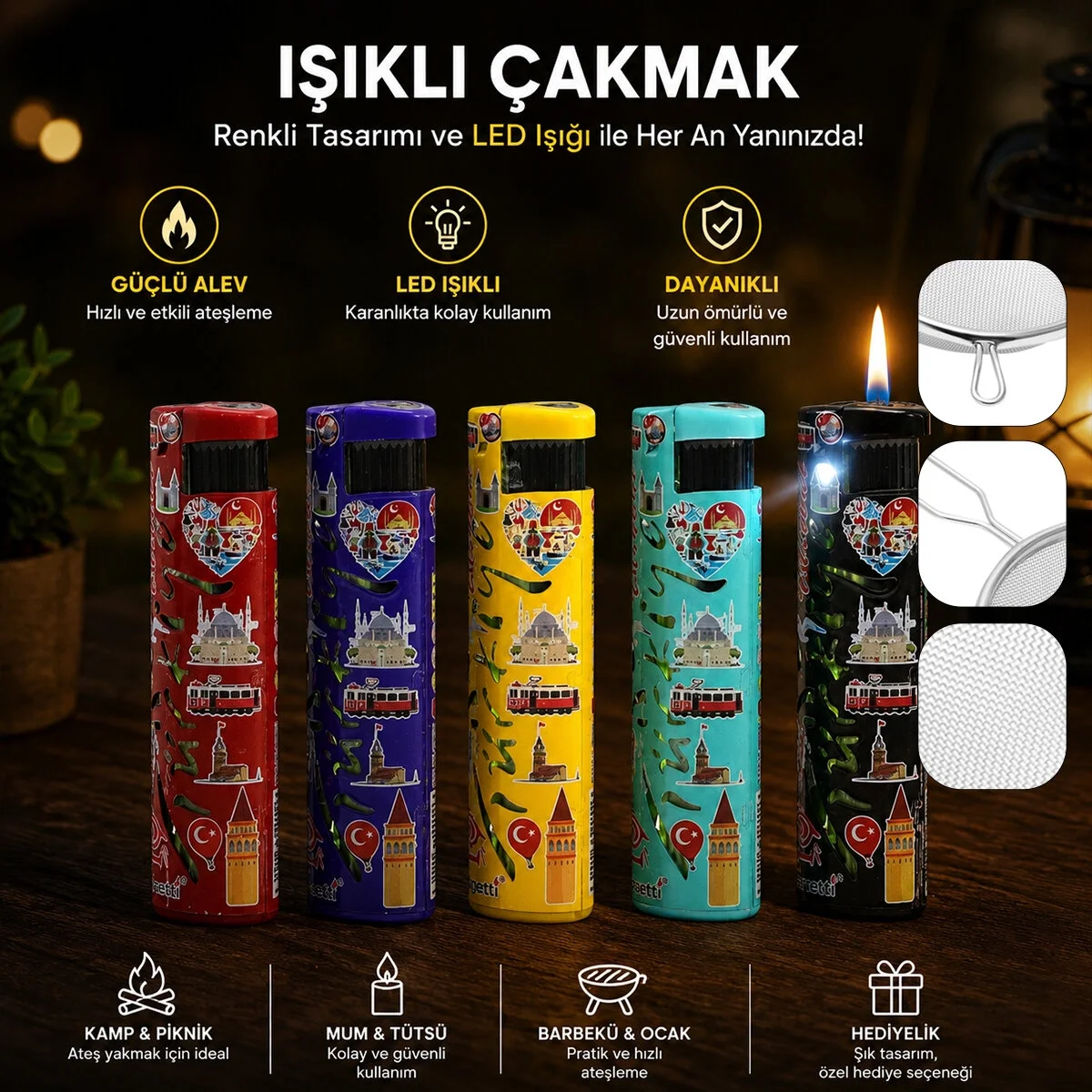 Rüzgar Çakmağı - LED Işıklı - Türkiye Temalı - Renkli Fiyatı, Yorumları ve Özellikleri