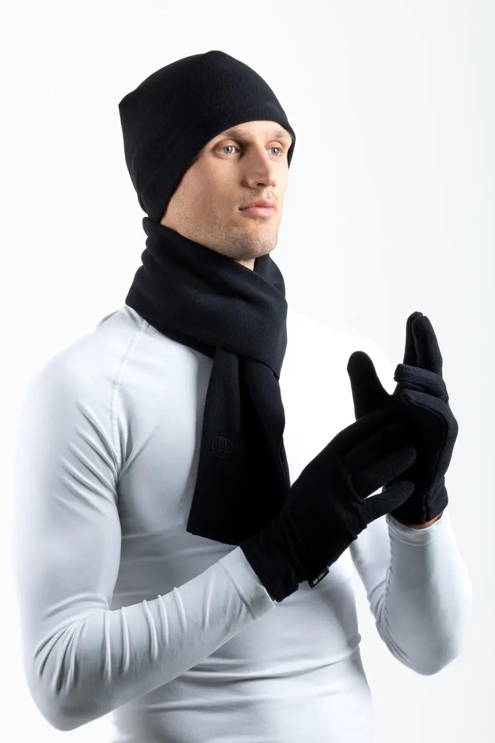 Rüzgar Geçirmez Esnek Rahat Kullanım Kışlık Polar Unisex Siyah El