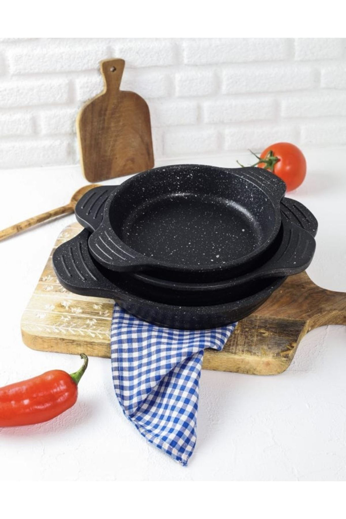 Rüzgar Serisi Lüx Birinci Kalite 3lü Döküm Sahan Seti