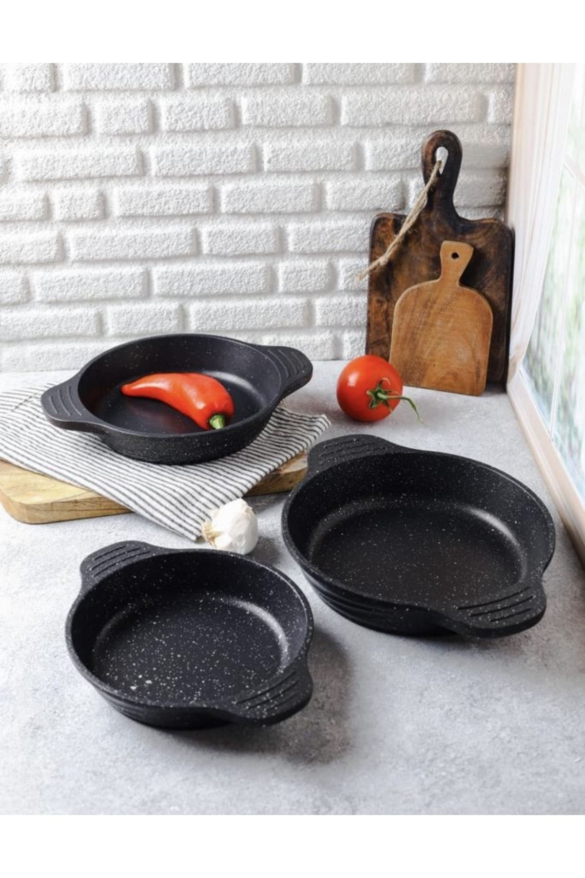 Rüzgar Serisi Lüx Birinci Kalite 3lü Döküm Sahan Seti