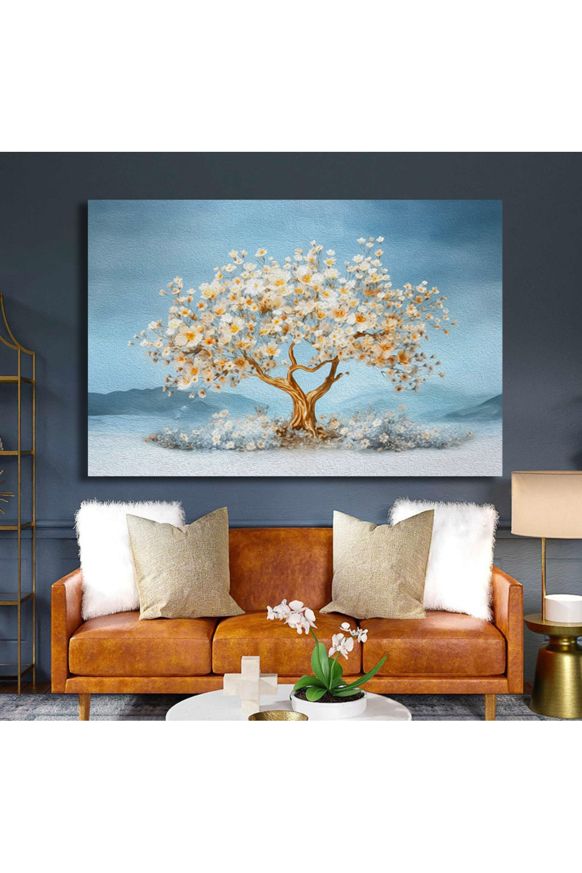 Korkmazkanvas Rüzgarda Güzel Söğüt Ağacı. Soyut İzlenimcilik. Kanvas Tablo