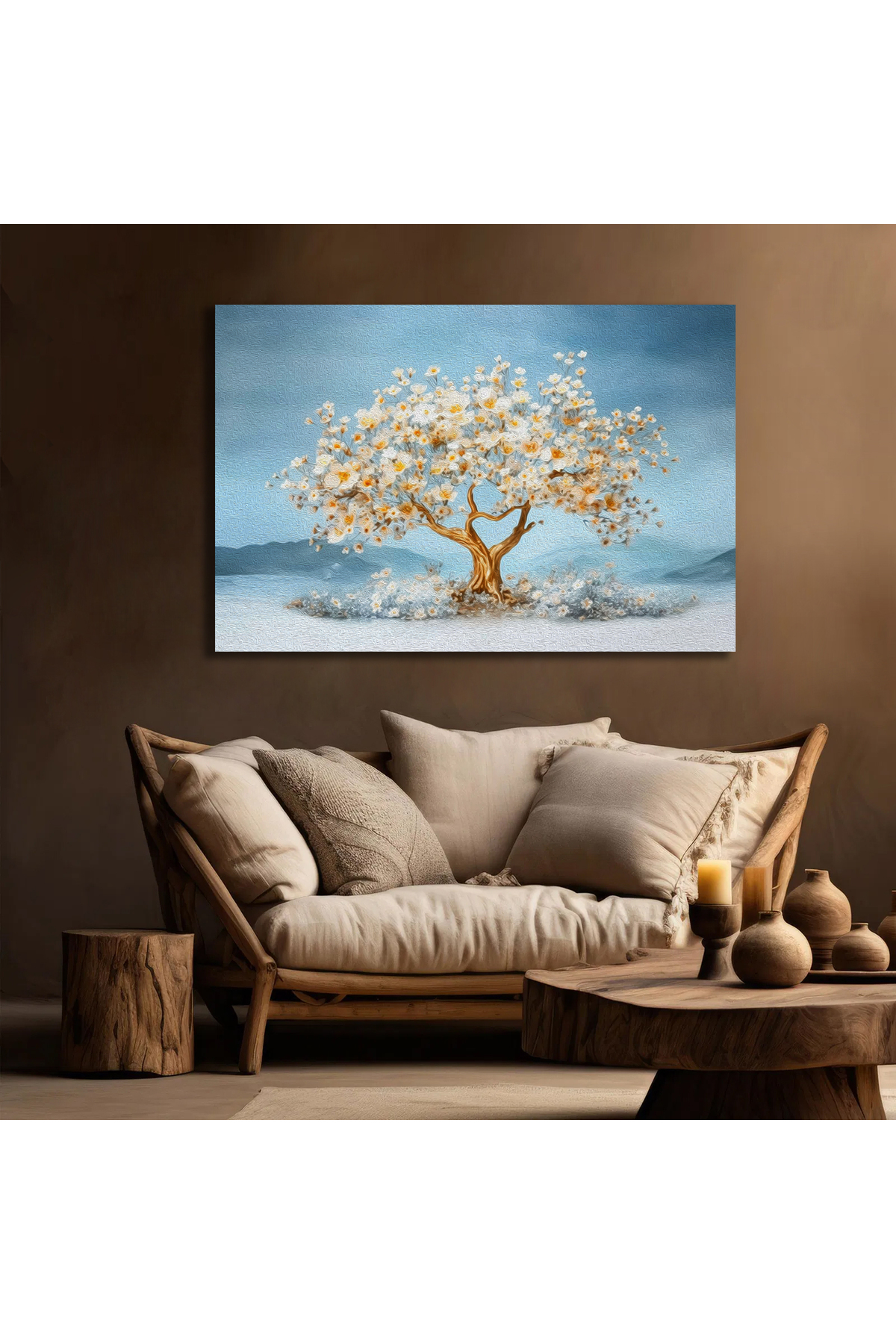 Korkmazkanvas Rüzgarda Güzel Söğüt Ağacı. Soyut İzlenimcilik. Kanvas Tablo