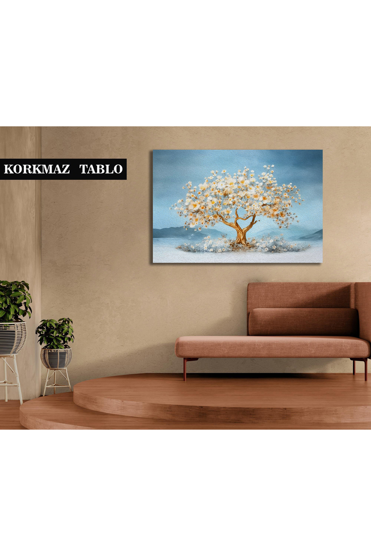 Korkmazkanvas Rüzgarda Güzel Söğüt Ağacı. Soyut İzlenimcilik. Kanvas Tablo