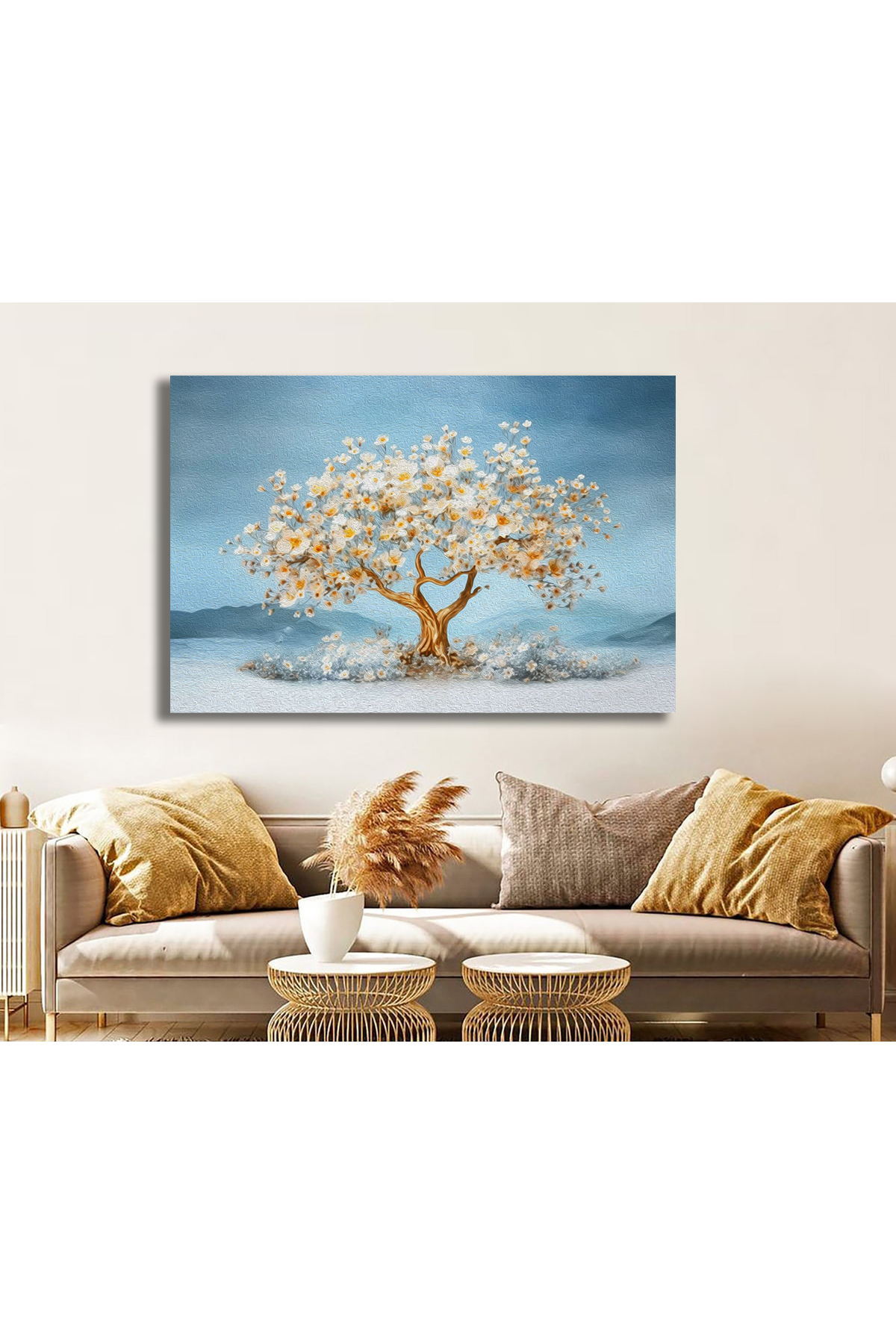 Korkmazkanvas Rüzgarda Güzel Söğüt Ağacı. Soyut İzlenimcilik. Kanvas Tablo