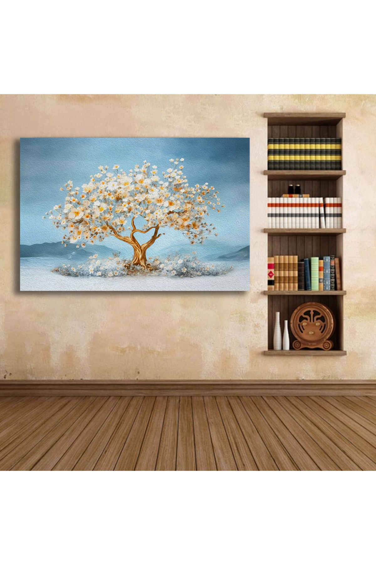 Korkmazkanvas Rüzgarda Güzel Söğüt Ağacı. Soyut İzlenimcilik. Kanvas Tablo