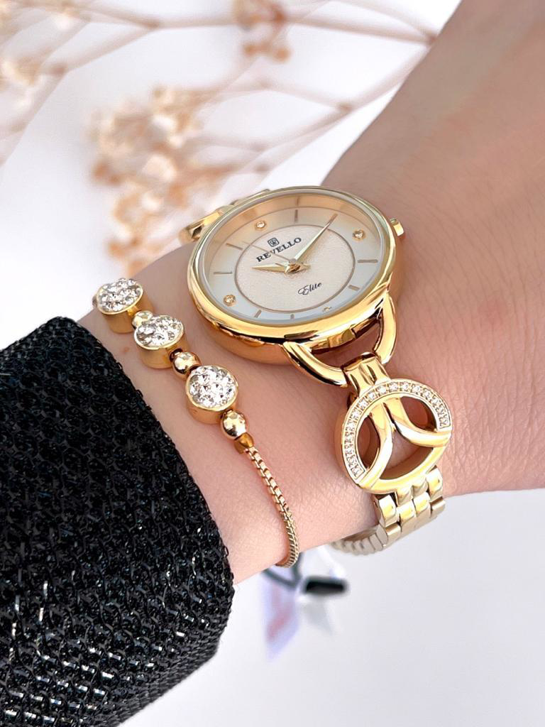 RVL-1446-F Revello Altın Kaplama Elite Swarovski Taşlı 30 Mt Su G