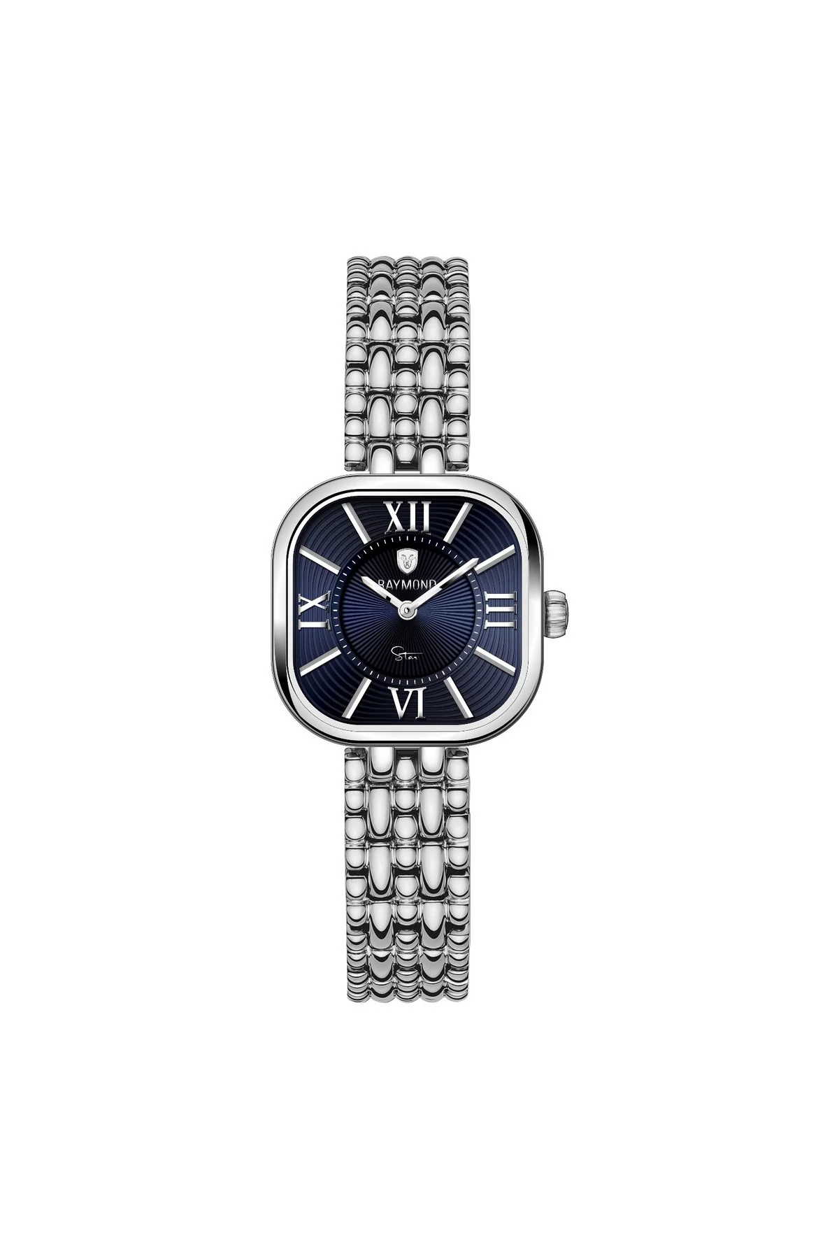 RYM-211503 RETRO KARE ÇELİK KADIN KOL SAATİ - 2 YIL GARANTİ GÜMÜŞ-MAVİ