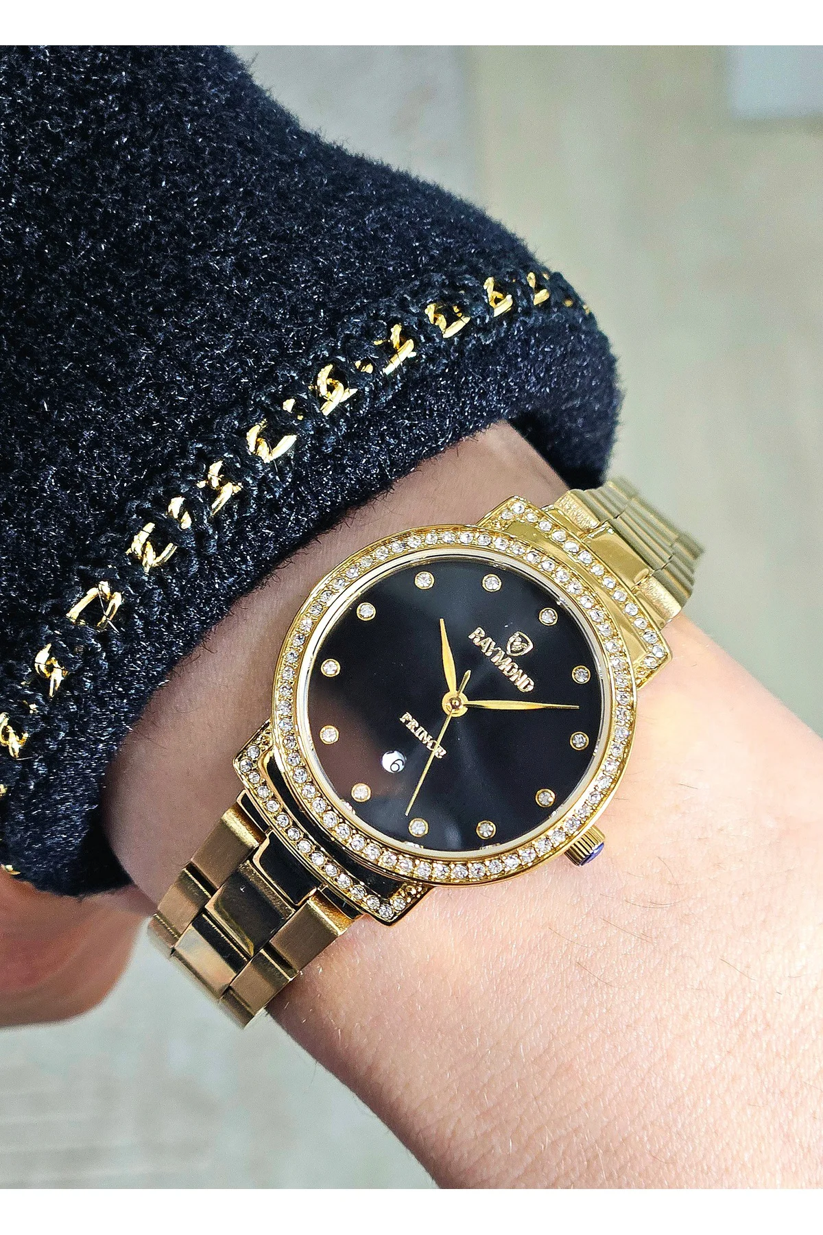 RYM-213058L QUARTZ 28mm KADIN KOL SAATİ - 2 YIL GARANTİ GOLD-SİYAH