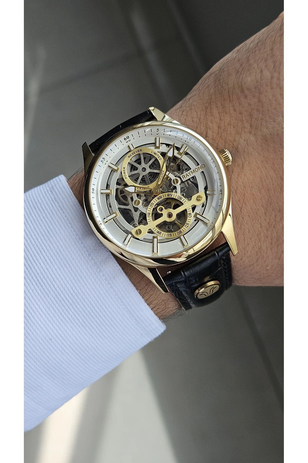 RYM-280267 ERKEK İSKELET OTOMATİK KOL SAATİ GOLD-BK-W
